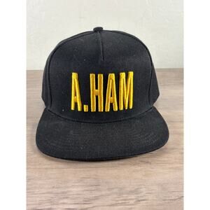 Hamilton An American Musical "A. HAM" Black Yellow Snapback Adjustable Hat‎ EUC